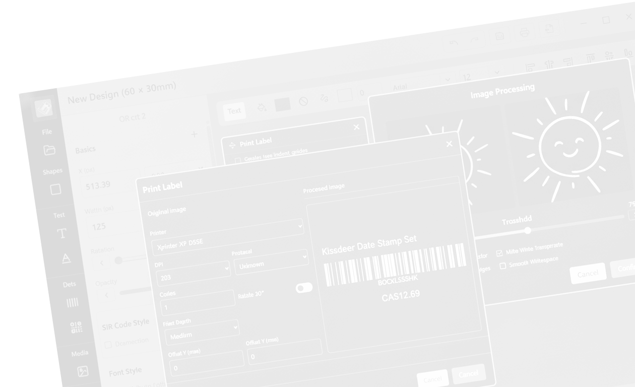 Interfaz del editor de etiquetas Labelr